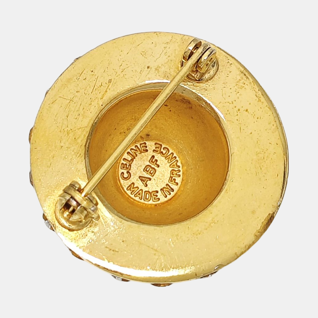 Authenticated pre-owned  Gold-tone Metal Synthetic Crystal Brooch - Brooch at Looply