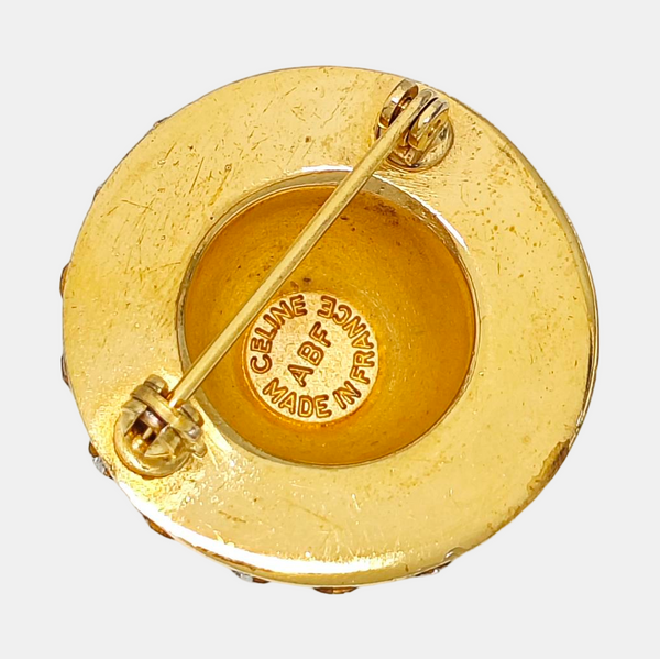 Authenticated pre-owned  Gold-tone Metal Synthetic Crystal Brooch - Brooch at Looply