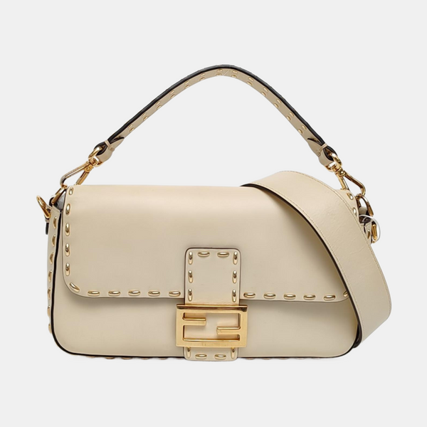 Baguette Medium Calfskin White