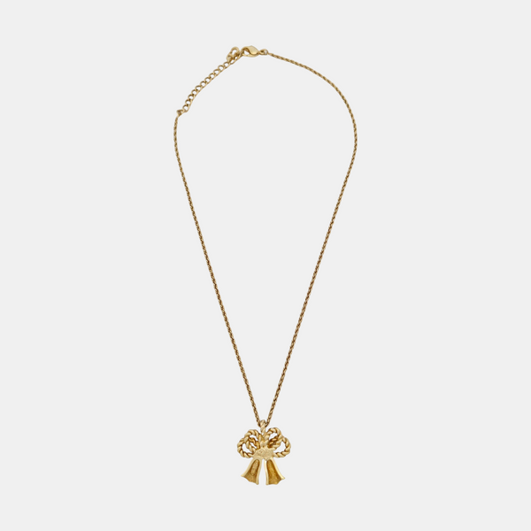 Authenticated pre-owned  Rope Ribbon Motif Gold Necklace Gold-tone Metal Necklace - Necklace at Looply