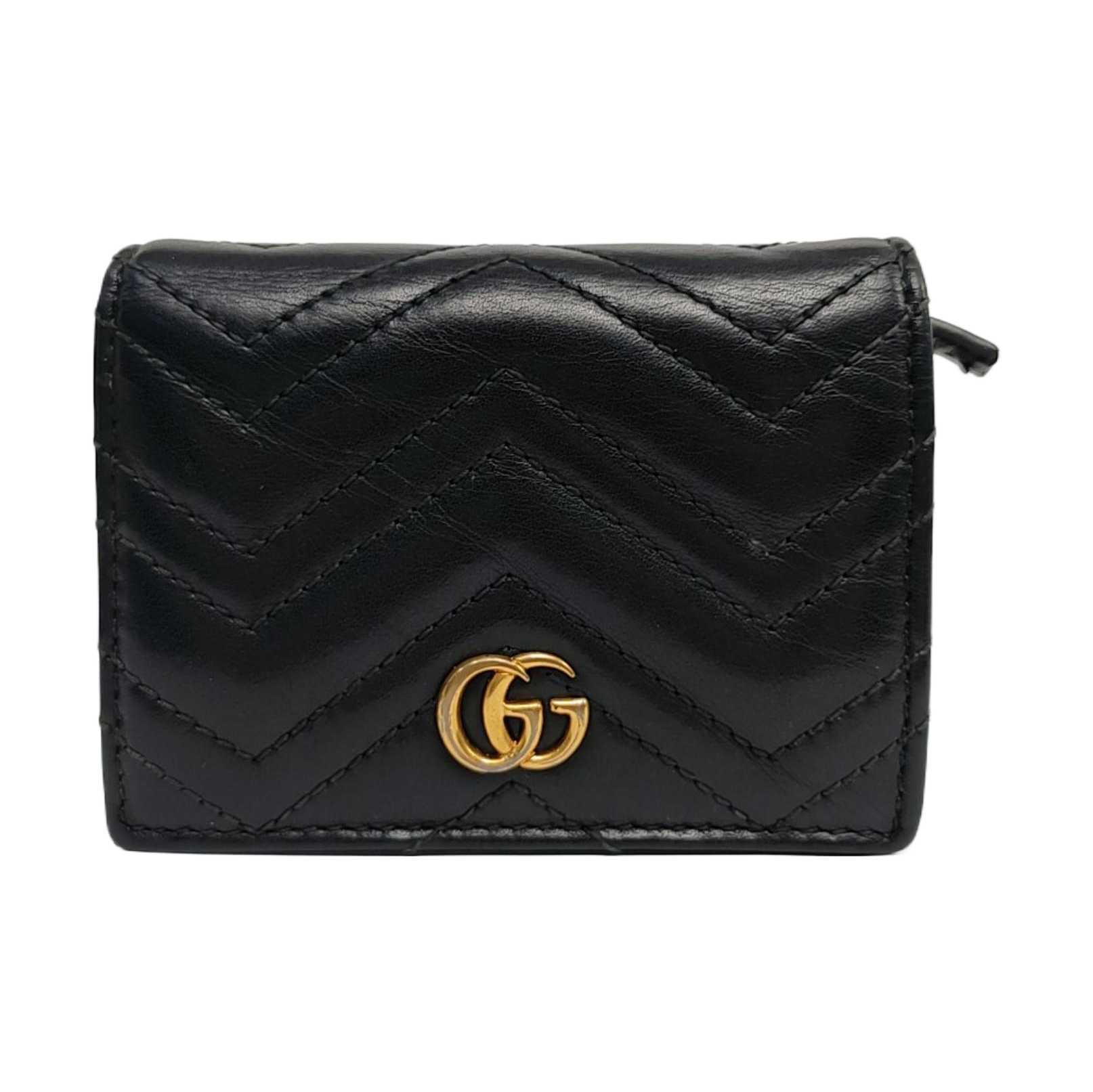 Authenticated pre-owned  GG Marmont Calfskin Black Card Holder - Card Holder at Looply