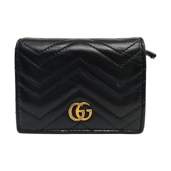Authenticated pre-owned  GG Marmont Calfskin Black Card Holder - Card Holder at Looply
