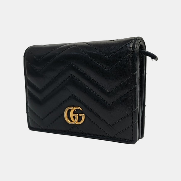 Authenticated pre-owned  GG Marmont Calfskin Black Card Holder - Card Holder at Looply