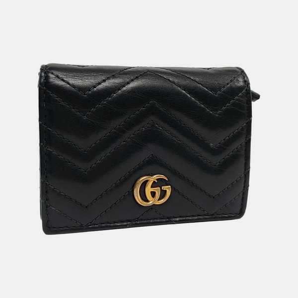 Authenticated pre-owned  GG Marmont Calfskin Black Card Holder - Card Holder at Looply
