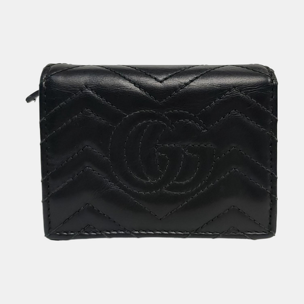 Authenticated pre-owned  GG Marmont Calfskin Black Card Holder - Card Holder at Looply