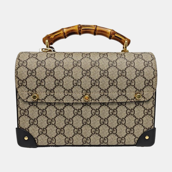 Padlock Small Monogram Coated Canvas Beige