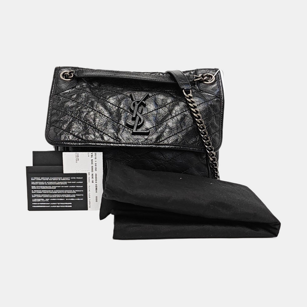 NIKI Medium Chevron Calfskin Black