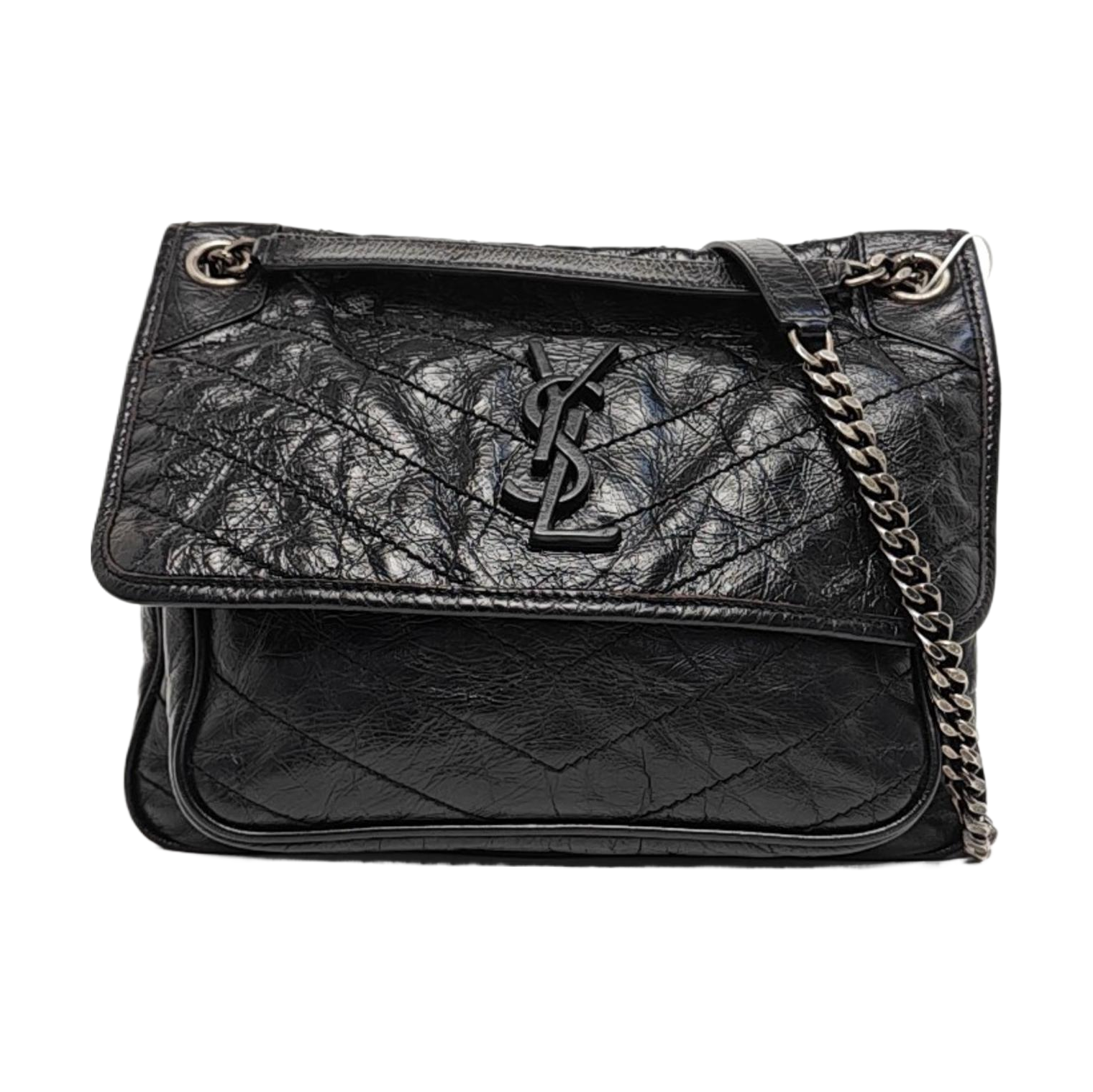 NIKI Medium Chevron Calfskin Black