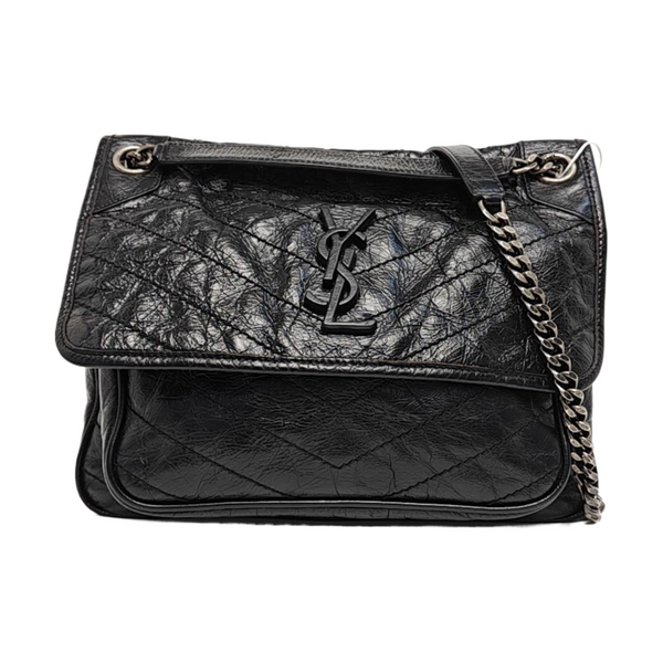 NIKI Medium Chevron Calfskin Black