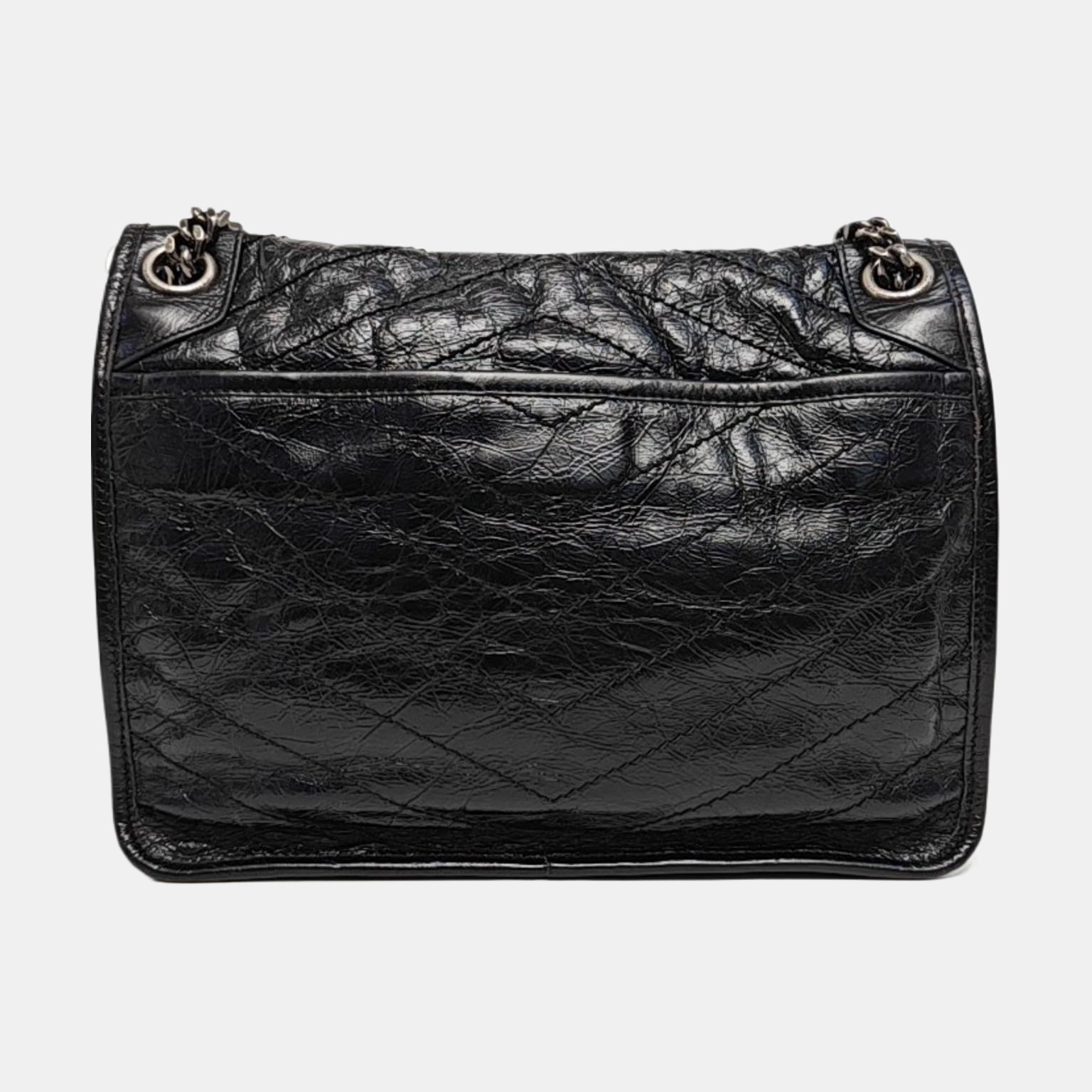 NIKI Medium Chevron Calfskin Black