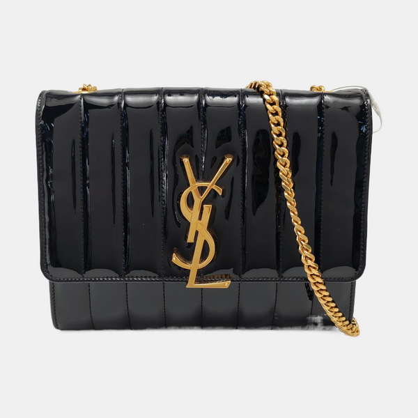 VICKY Large Quilted Patent Leather Black