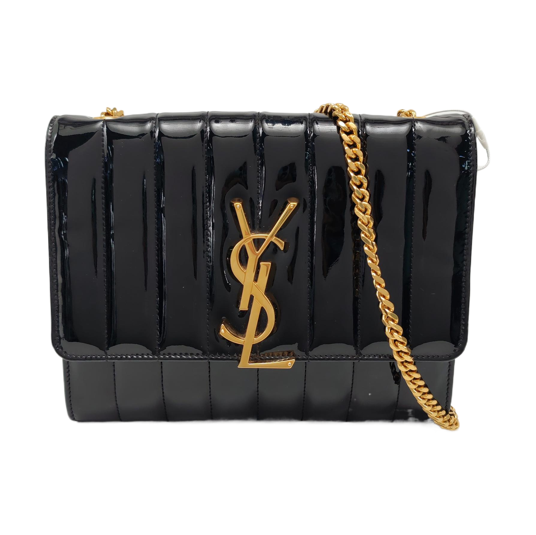 VICKY Large Quilted Patent Leather Black