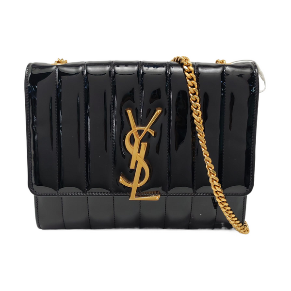 VICKY Large Quilted Patent Leather Black