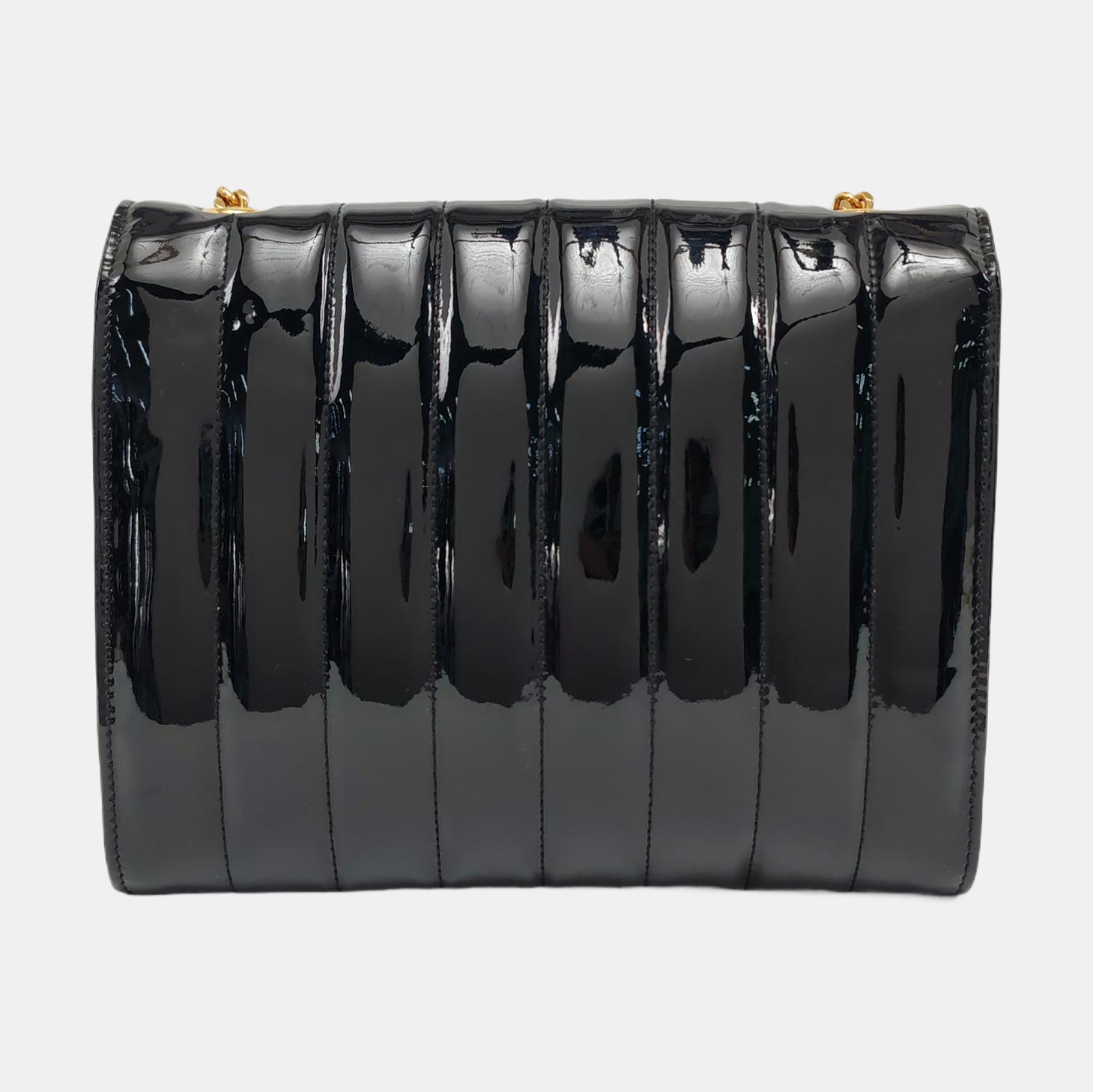VICKY Large Quilted Patent Leather Black