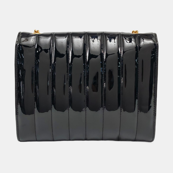 VICKY Large Quilted Patent Leather Black