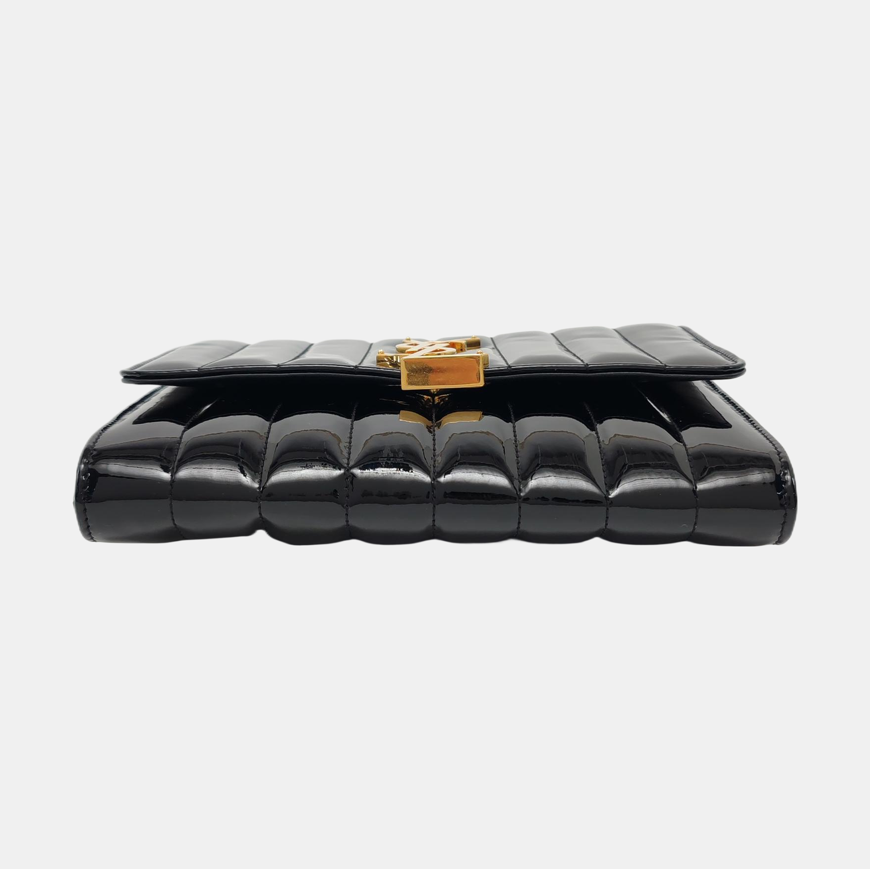 VICKY Large Quilted Patent Leather Black