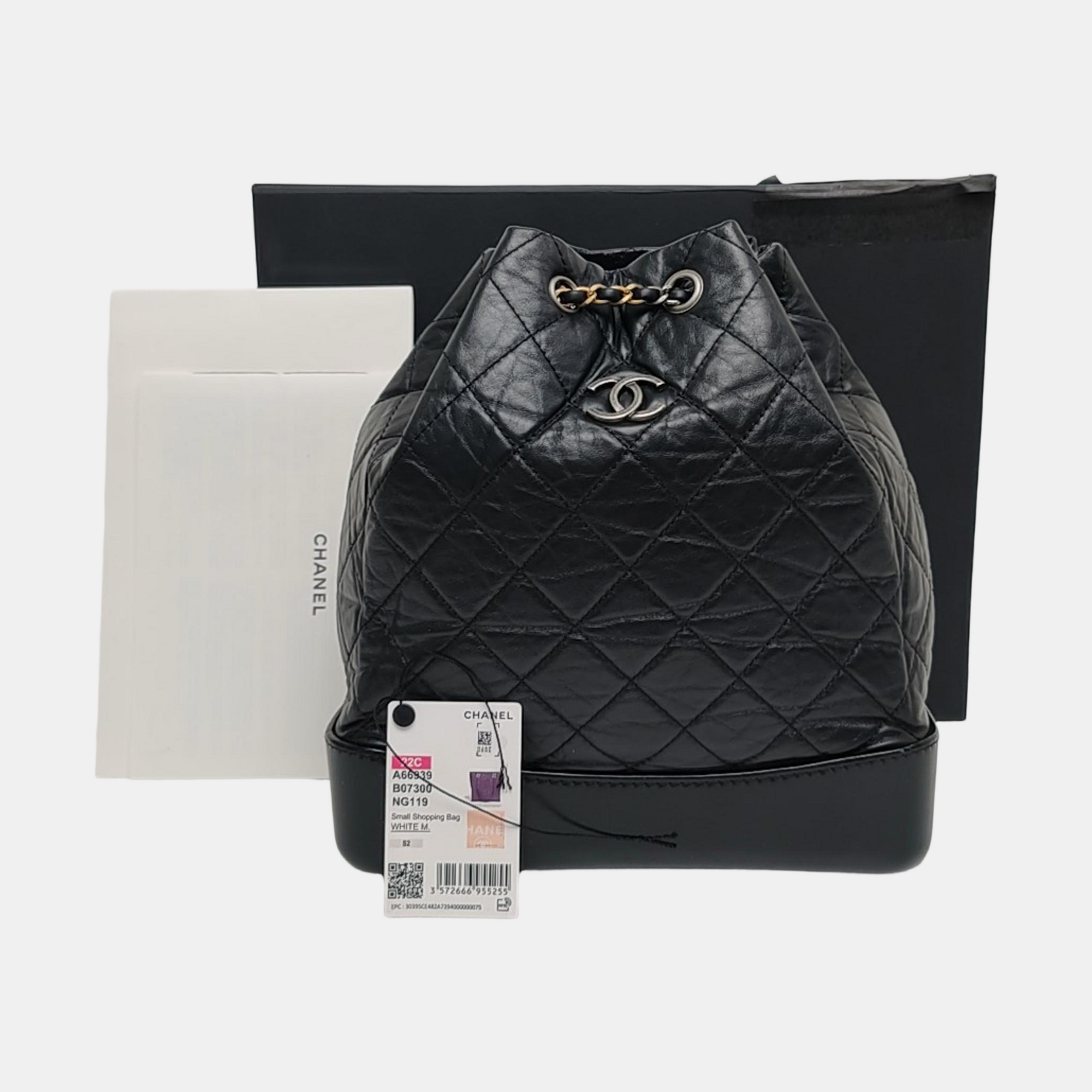 GABRIELLE Large Quilted Calfskin Black