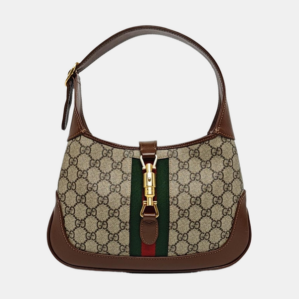 Authenticated pre-owned  Jackie 1961 Small Monogram Coated Canvas Beige - Top Handle Bag at Looply