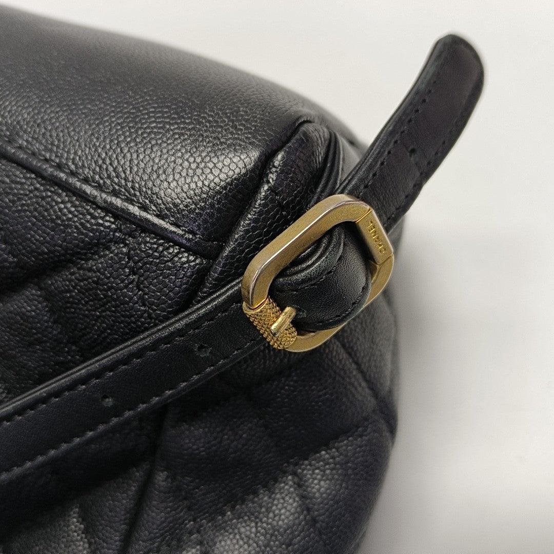 FILIGREE Small Quilted Grained Calfskin Black