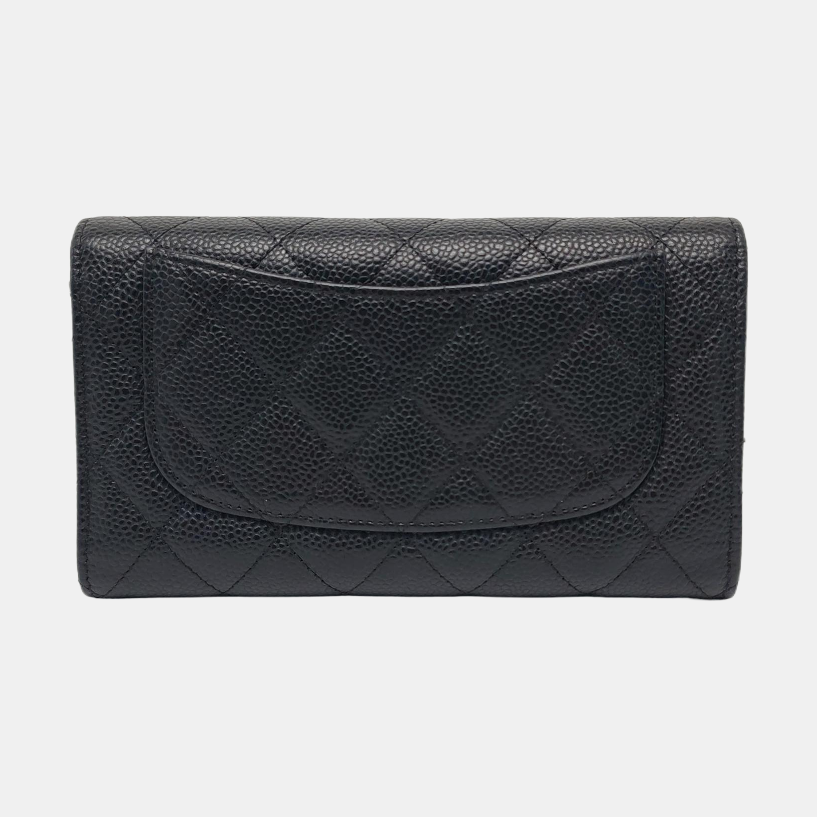 Quilted Grained Calfskin Wallet Black