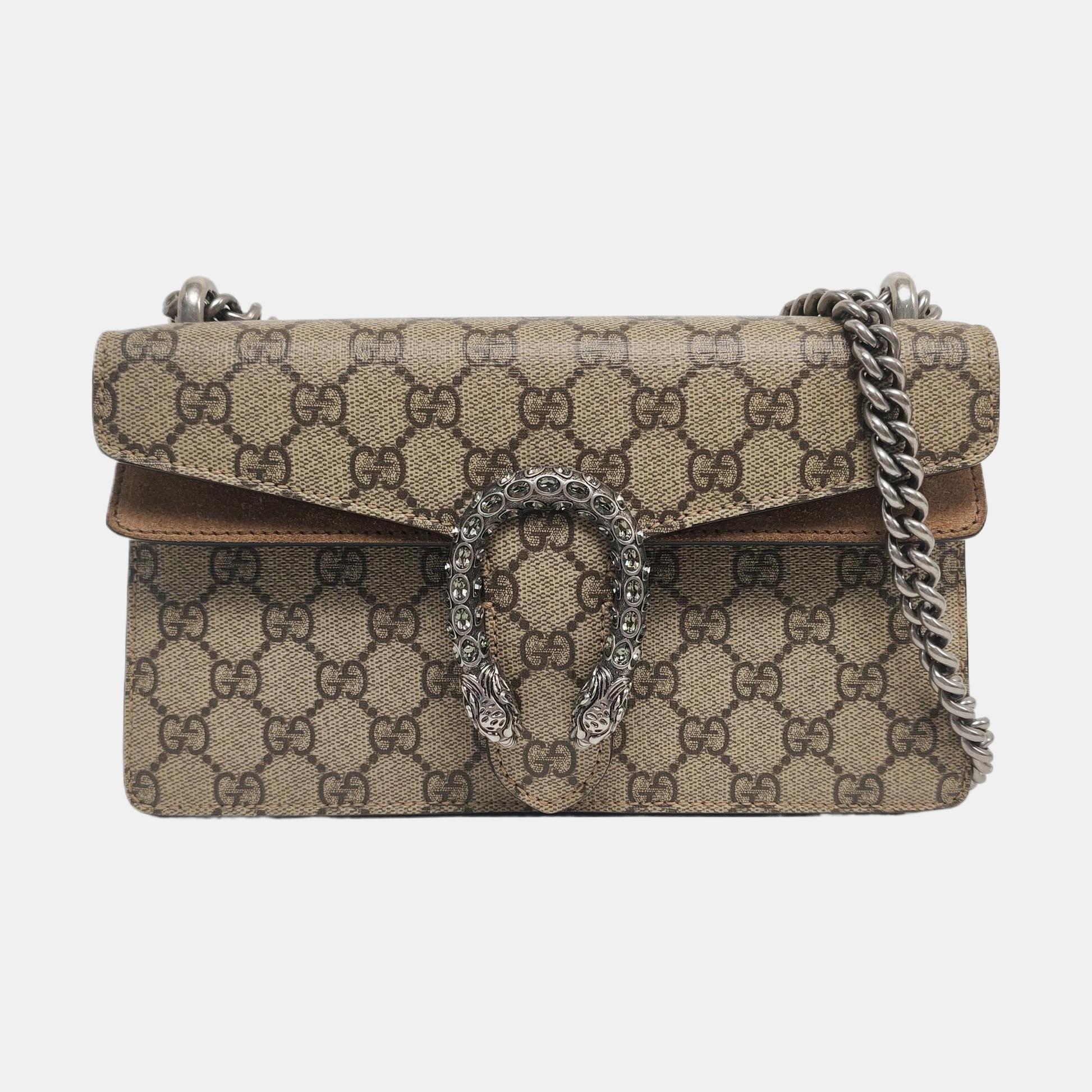 Dionysus Small Monogram Coated Canvas Beige