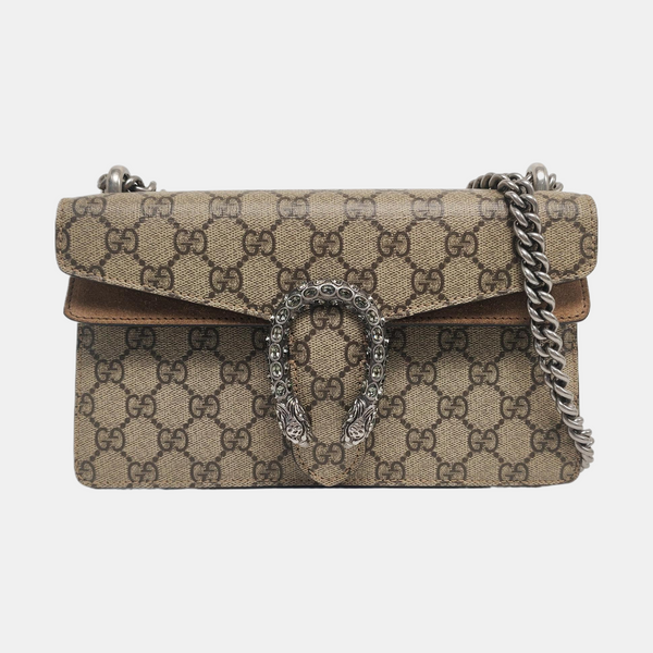 Dionysus Small Monogram Coated Canvas Beige