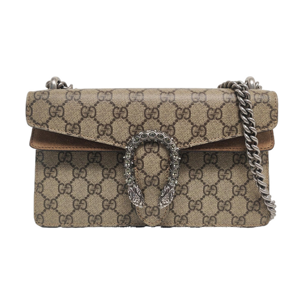 Dionysus Small Monogram Coated Canvas Beige