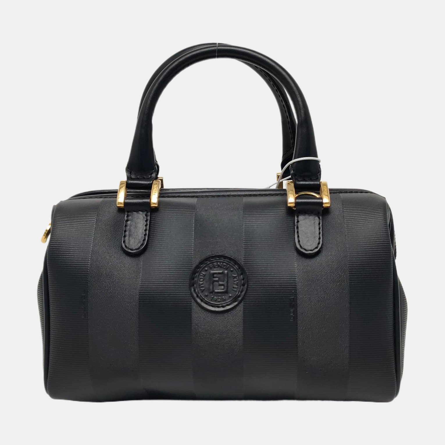 Coated Canvas Top Handle Bag Black