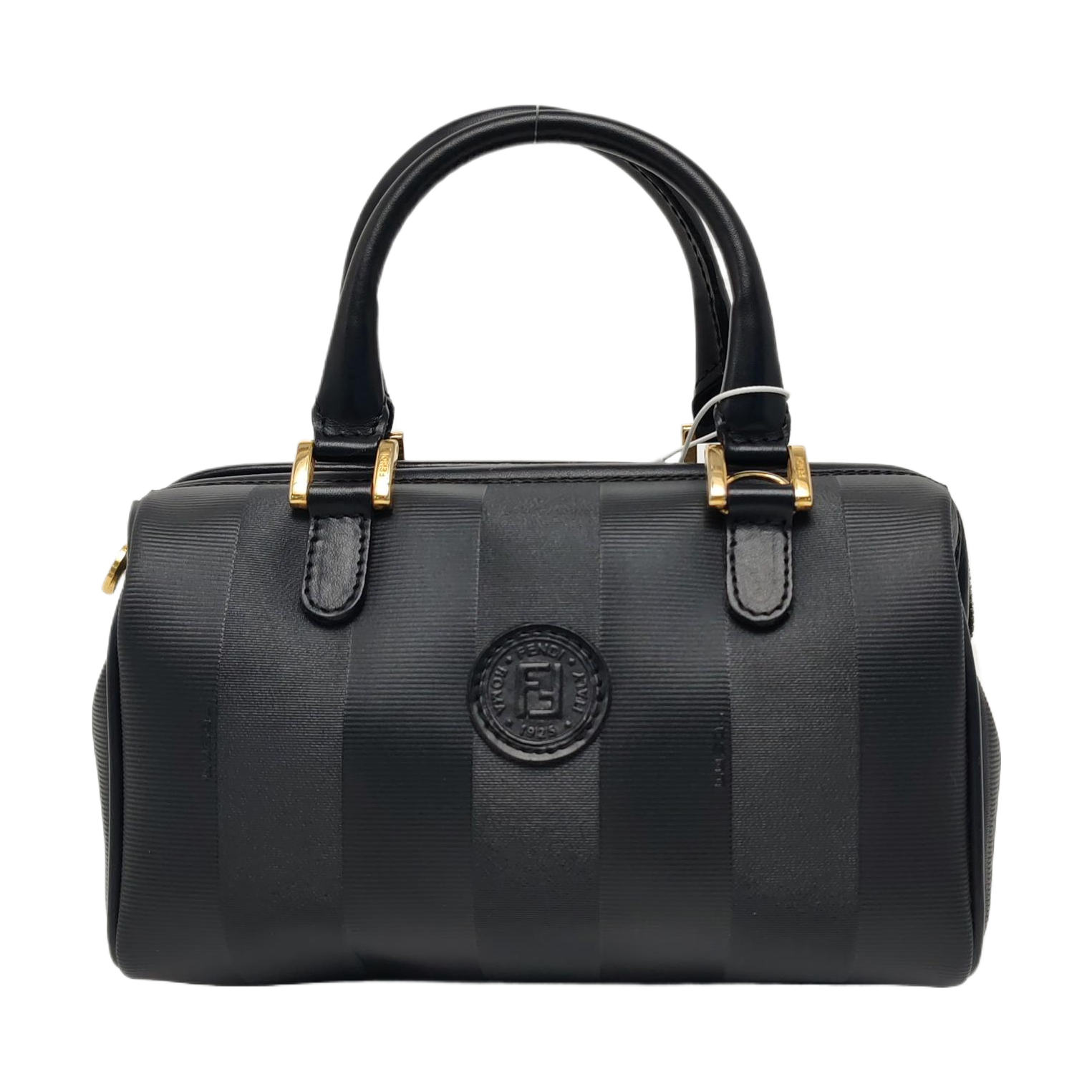 Coated Canvas Top Handle Bag Black
