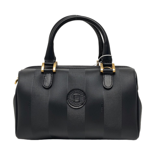 Coated Canvas Top Handle Bag Black
