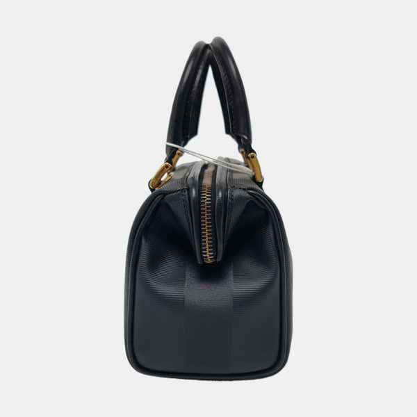 Coated Canvas Top Handle Bag Black