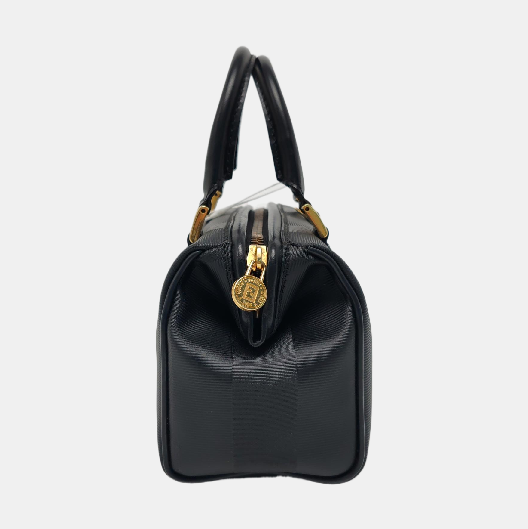 Coated Canvas Top Handle Bag Black