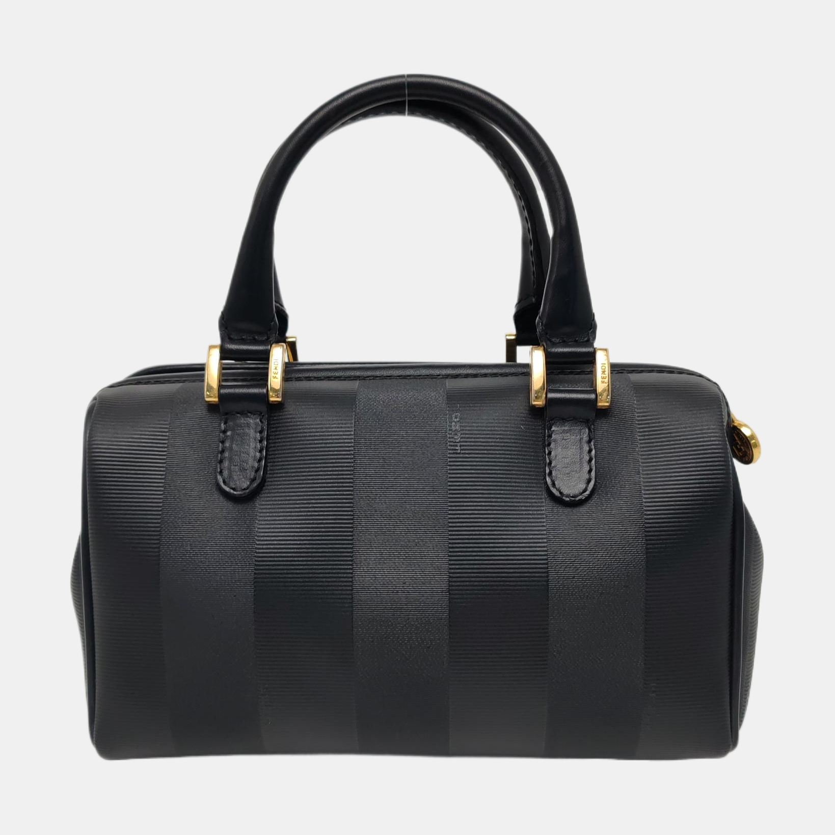 Coated Canvas Top Handle Bag Black