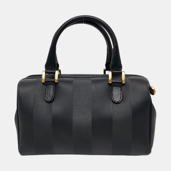 Coated Canvas Top Handle Bag Black