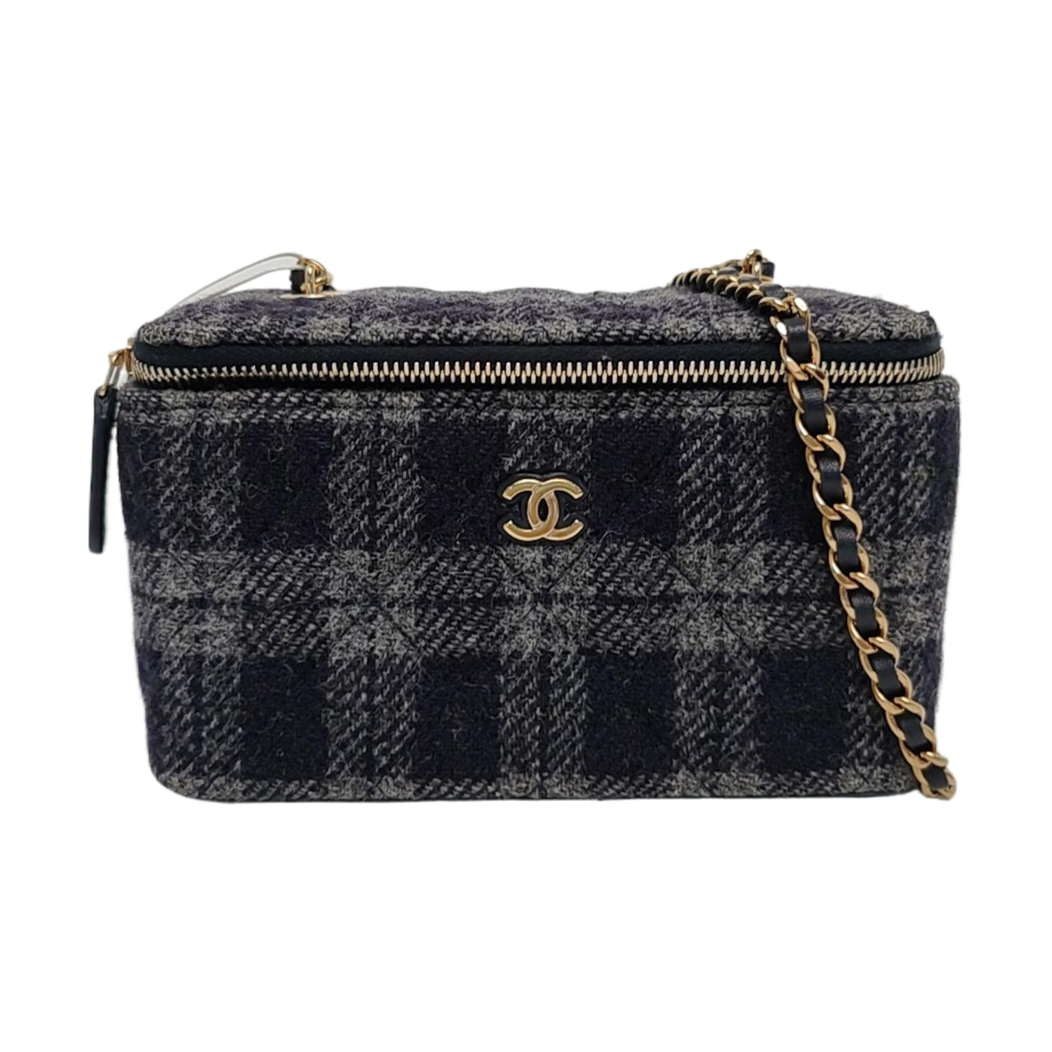 Authenticated pre-owned  Vanity Case Quilted Wool Blue - Shoulder Bag at Looply