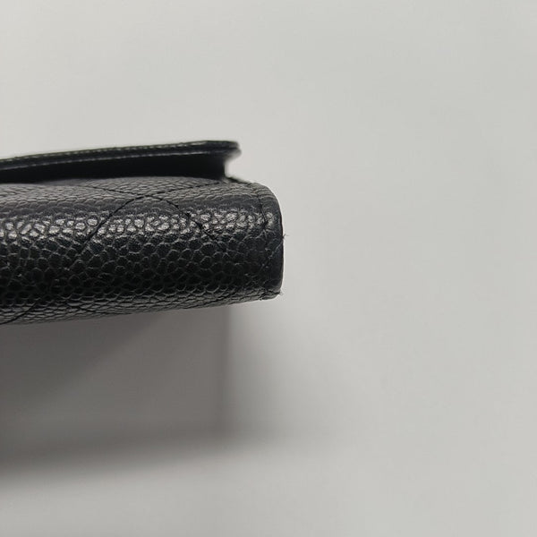 Quilted Grained Calfskin Wallet Black