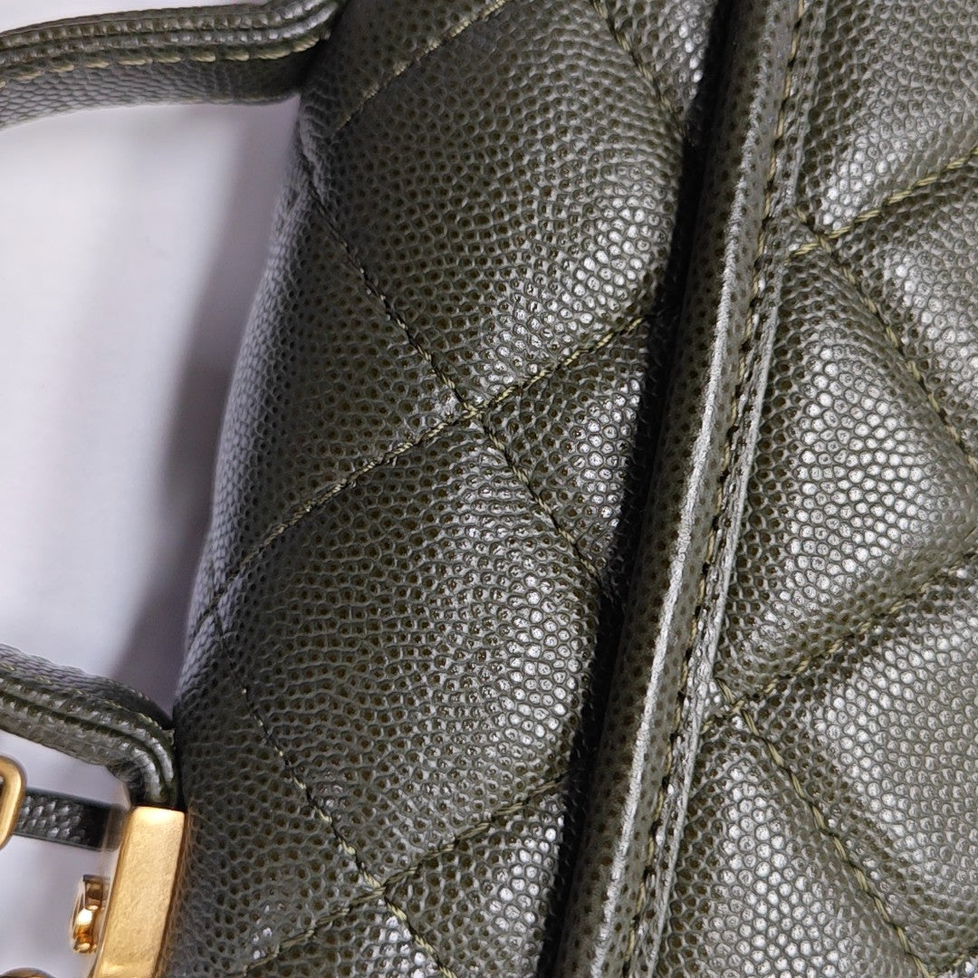 Quilted Grained Calfskin Small Green