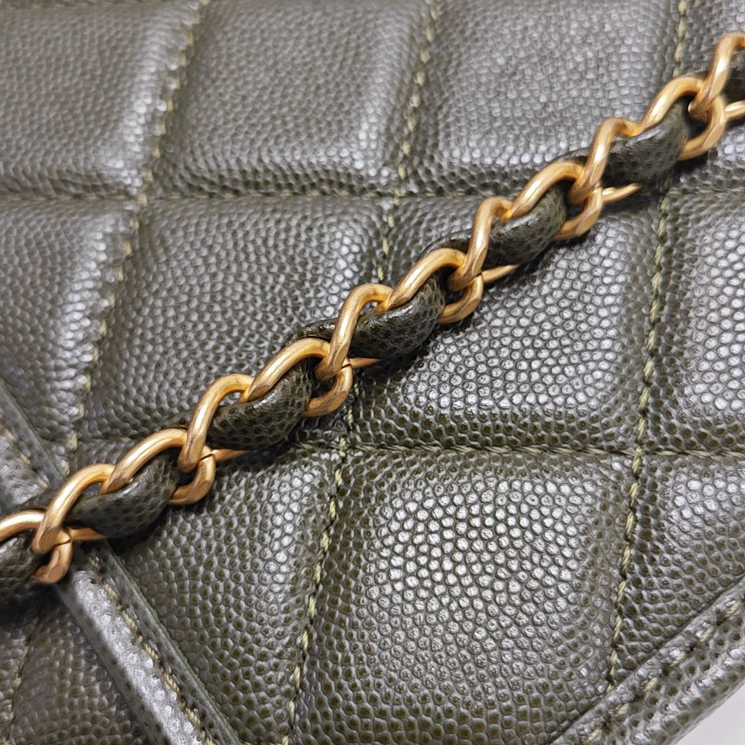 Quilted Grained Calfskin Small Green