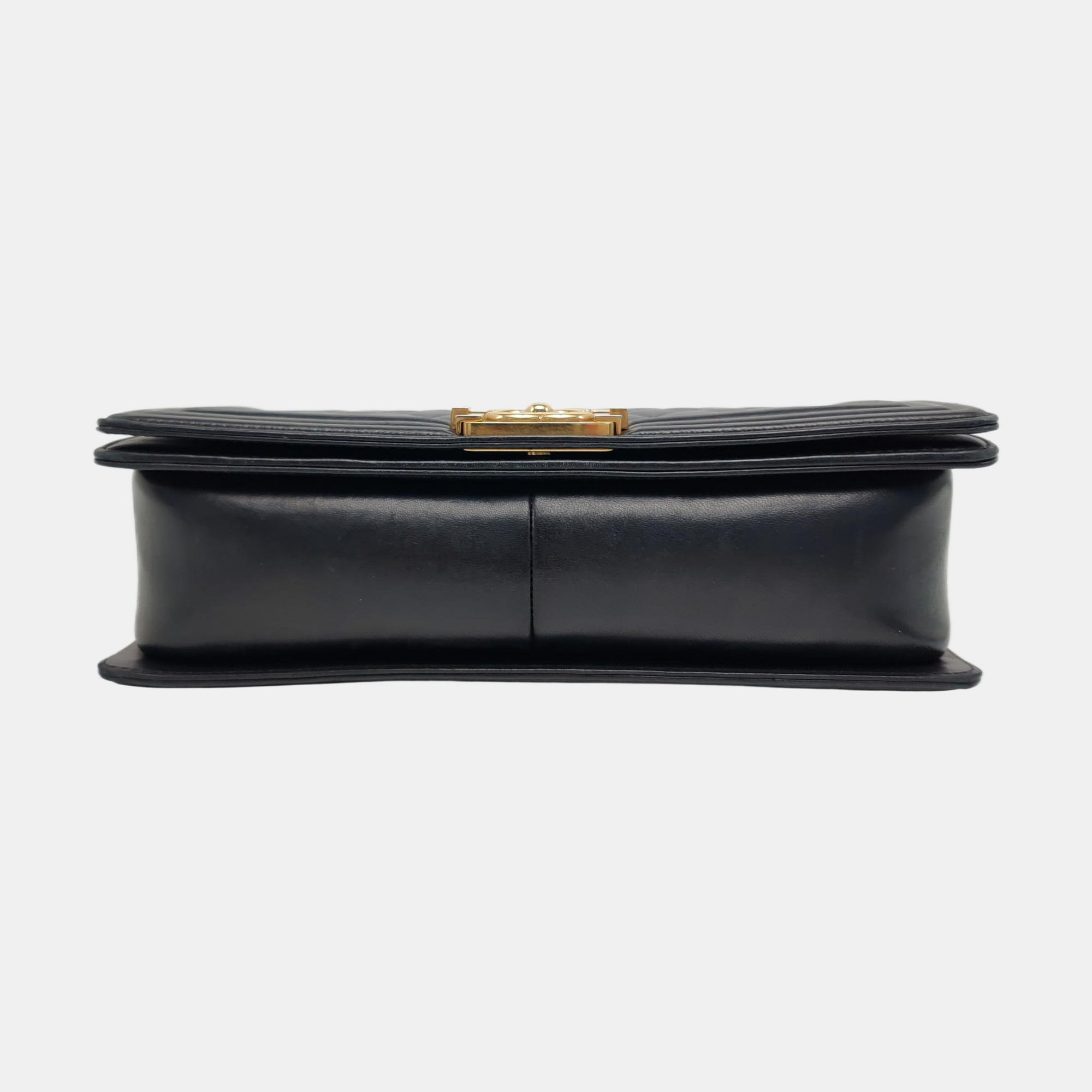 BOY CHANEL Large Quilted Lambskin Black