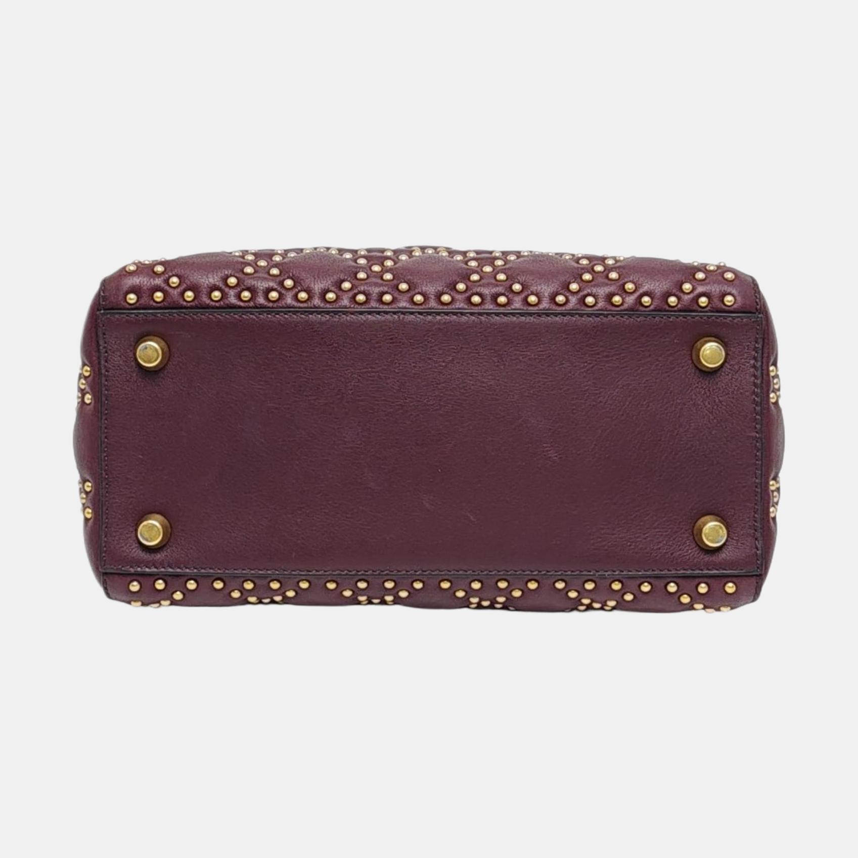 Authenticated pre-owned  Lady Dior Medium Calfskin Burgundy - Top Handle Bag at Looply