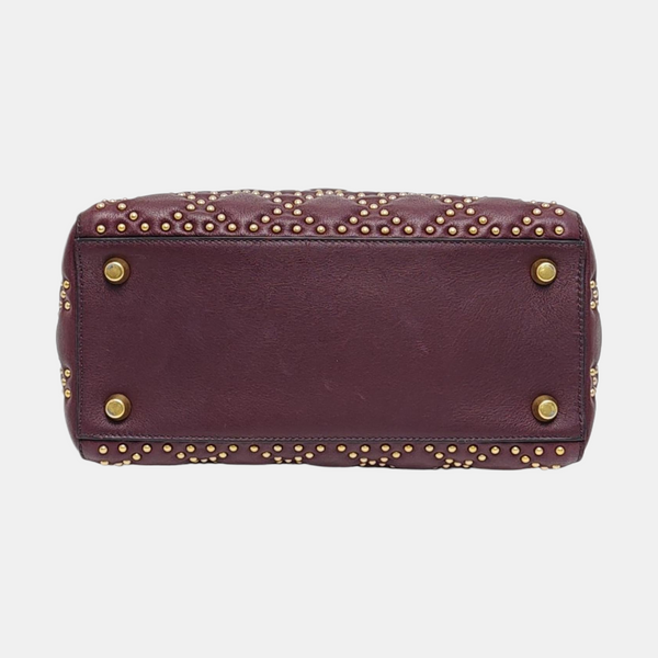Authenticated pre-owned  Lady Dior Medium Calfskin Burgundy - Top Handle Bag at Looply
