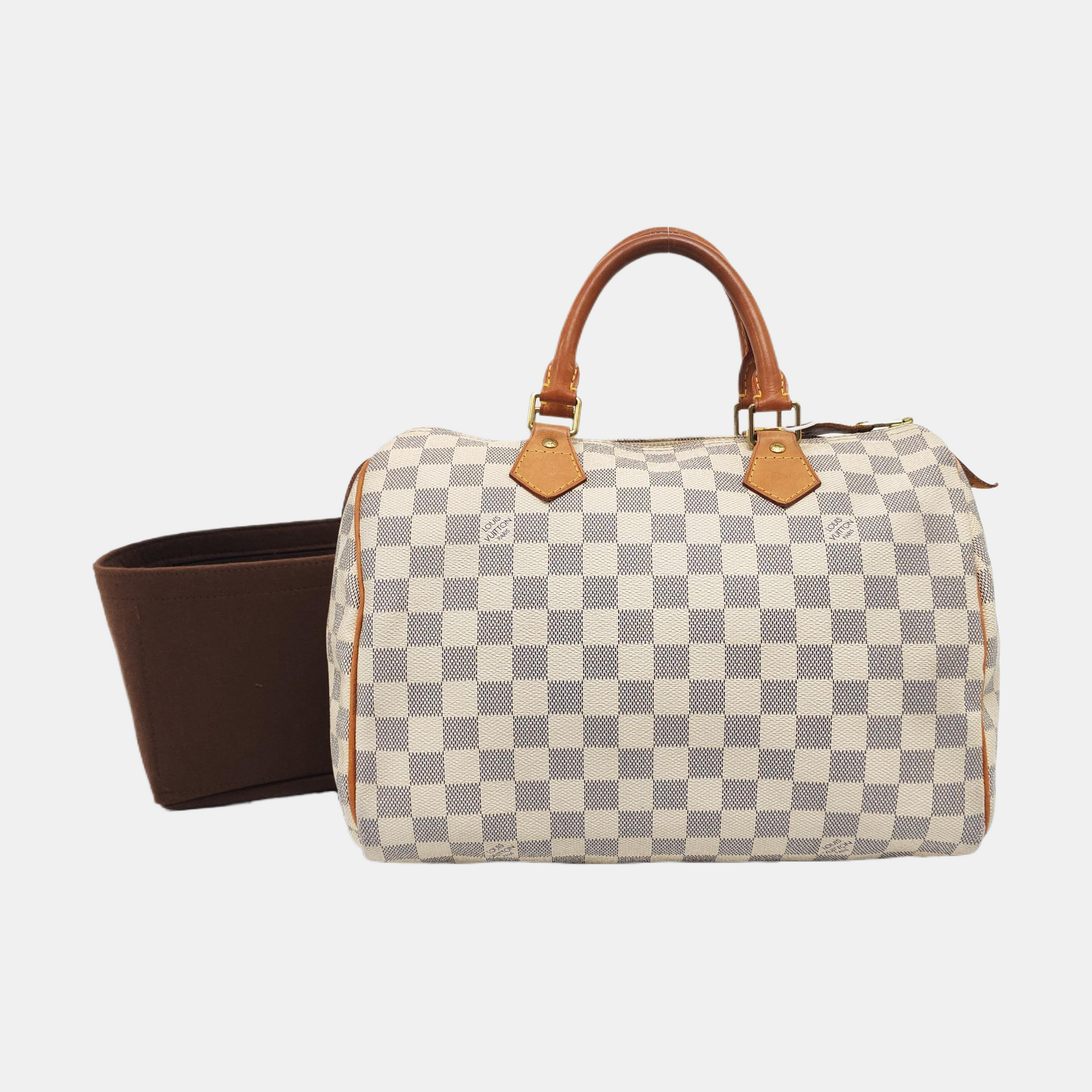 Authenticated pre-owned  Speedy 30 Damier Azur Coated Canvas White - Top Handle Bag at Looply