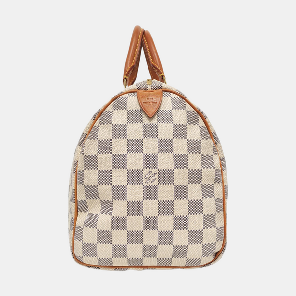 Authenticated pre-owned  Speedy 30 Damier Azur Coated Canvas White - Top Handle Bag at Looply