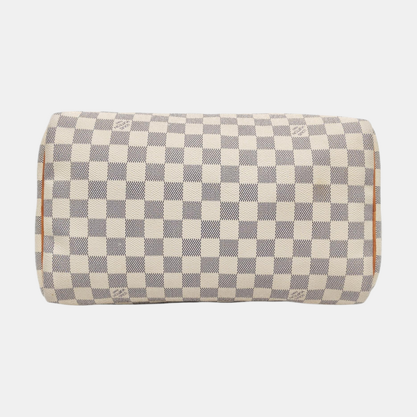 Authenticated pre-owned  Speedy 30 Damier Azur Coated Canvas White - Top Handle Bag at Looply