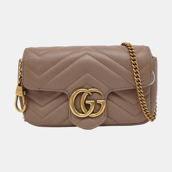 GG Marmont Mini Quilted Calfskin Beige