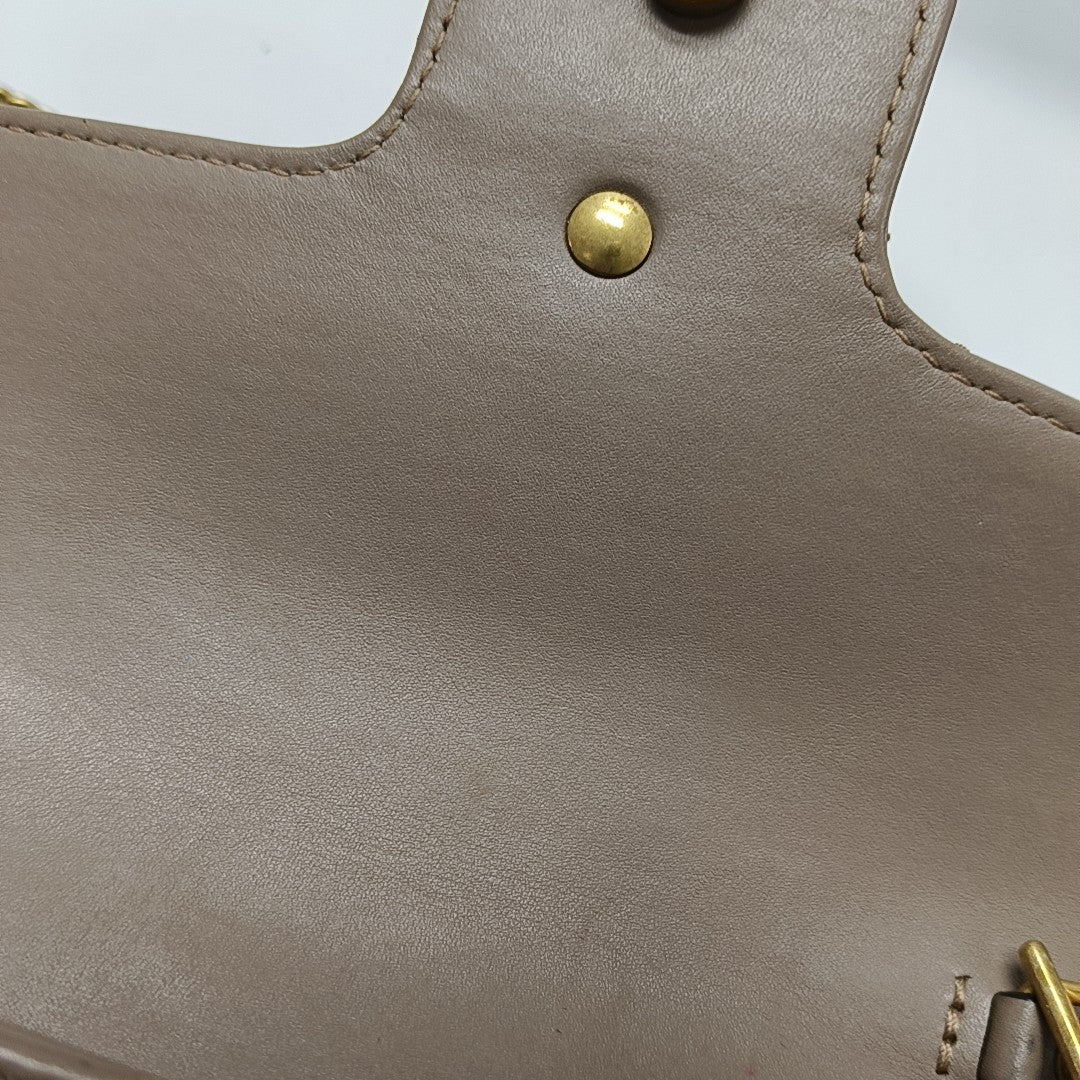 GG Marmont Mini Quilted Calfskin Beige