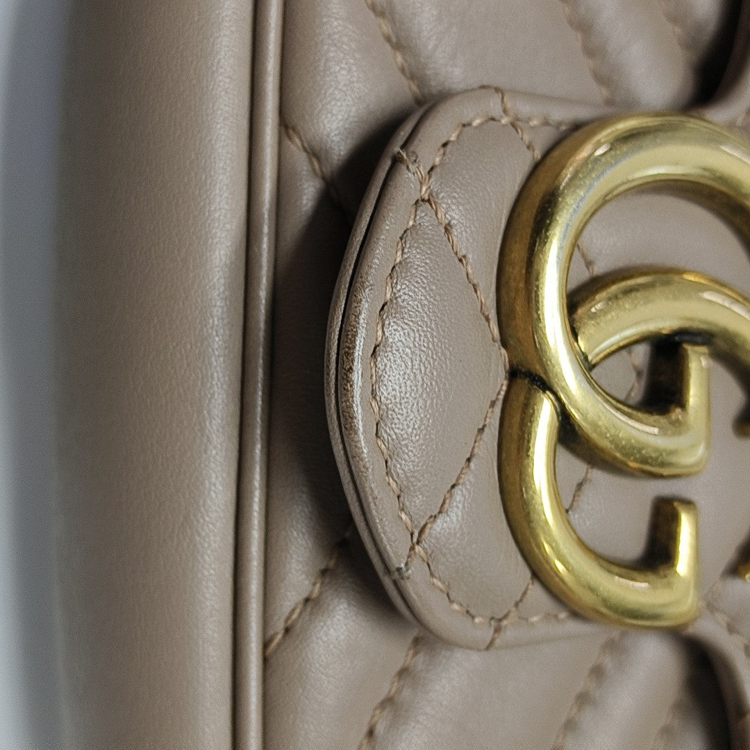 GG Marmont Mini Quilted Calfskin Beige