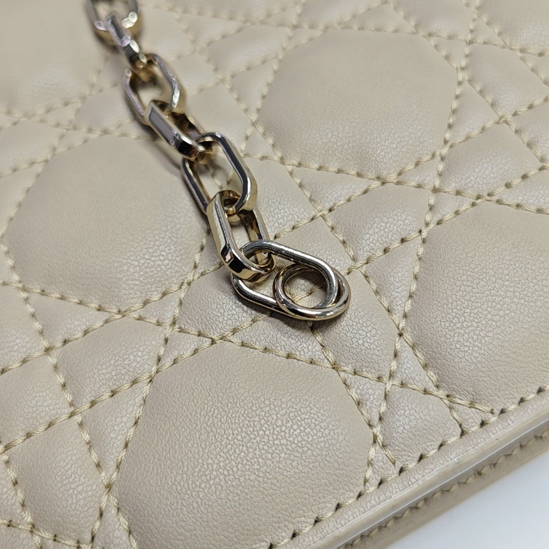 Authenticated pre-owned  Lady Dior Milly Mini Lambskin Beige - Shoulder Bag at Looply
