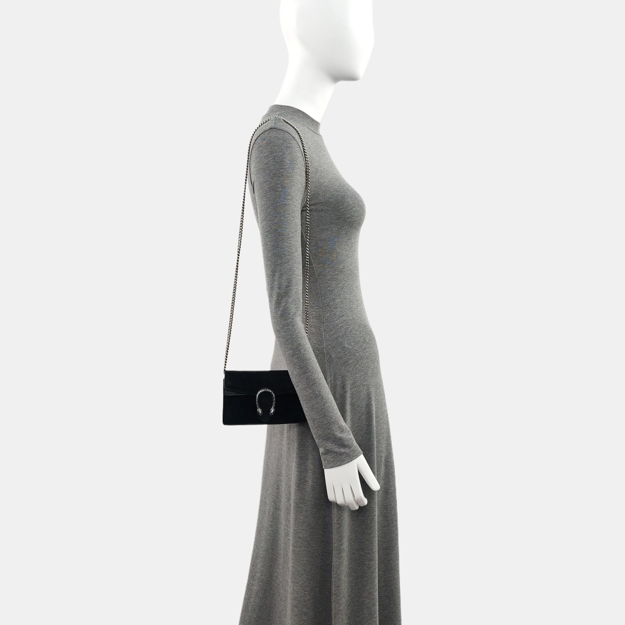 Authenticated pre-owned  Dionysus Super Mini Suede Black - Shoulder Bag at Looply