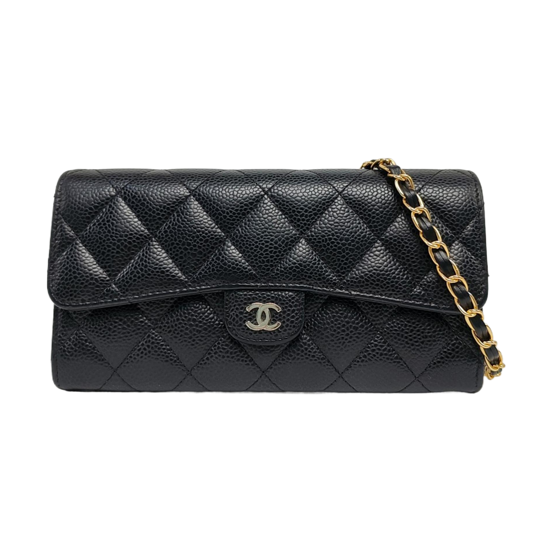 Authenticated pre-owned  Classic Flap Quilted Calfskin Black - Wallet at Looply